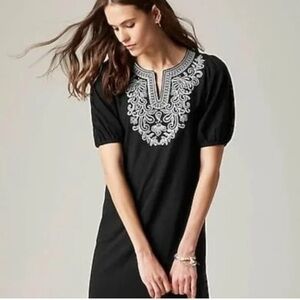 J. JILL Soutache Embroidered Dress Swim Coverup |Black | Size Medium